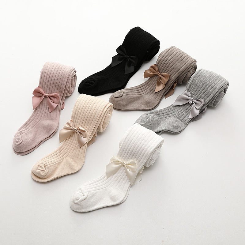 Baby Girls Wide Bow Pantyhose Socks