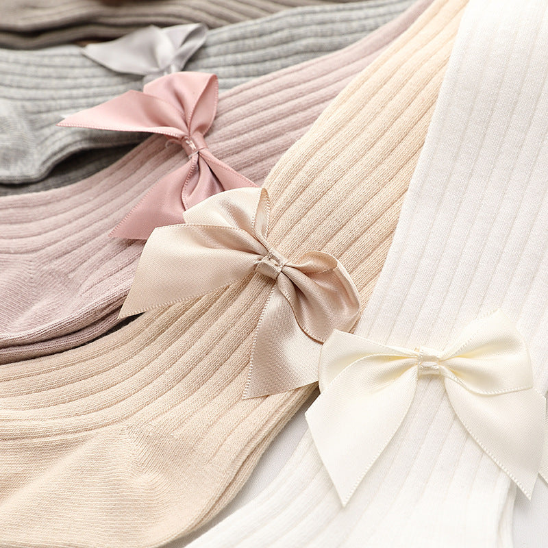Baby Girls Wide Bow Pantyhose Socks