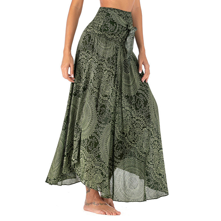 Women's Bohemian Rose Print Two-Way Beach Skirt