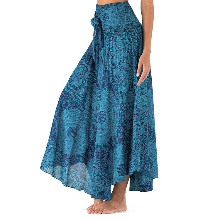 Women's Bohemian Rose Print Two-Way Beach Skirt
