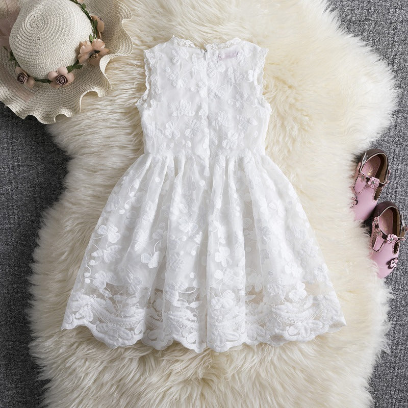Girls' Butterfly Embroidered Sleeveless Princess Dress