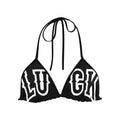 Women's LUCK Bikini Top by Luckless Outfitters – Black & White Logo Swimwear