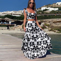 Women's Bohemian Printed Sleeveless Two-Piece Dress Set