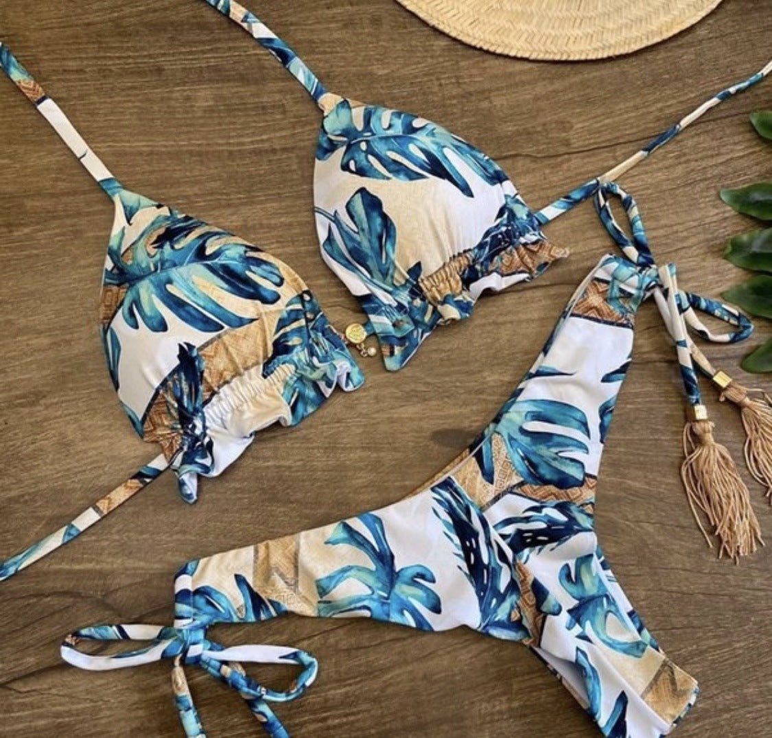 Women's Split Printed Bikini Swimsuit | 5 Colors, Sizes S–XL