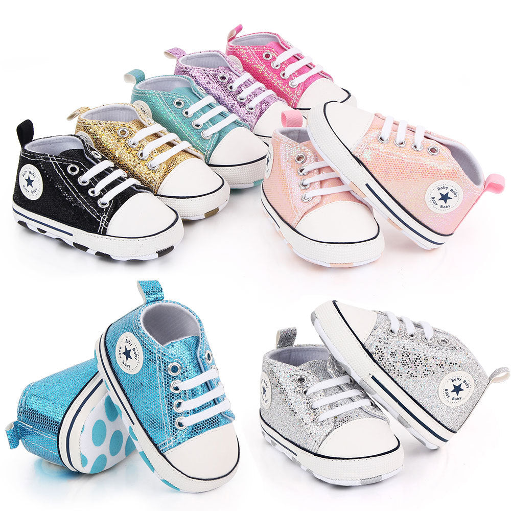 Baby Soft Sole First Walker Shoes | Sequin & Canvas Styles