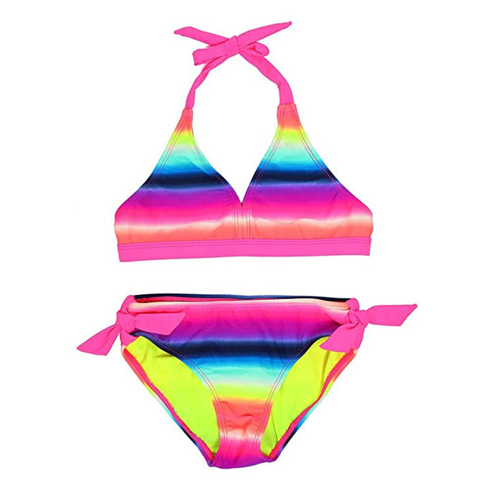 Girls' Colorful Ruffle Halter Bikini Set – Kids Swimwear | Tangerine & Lemon