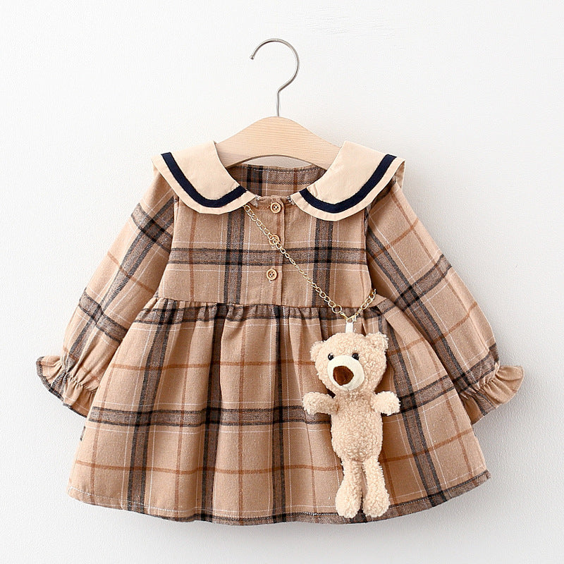 Girls' Korean Style Plaid Princess Dress | Spring & Autumn