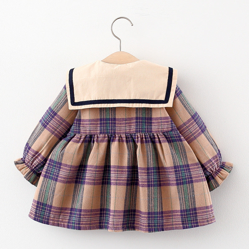 Girls' Korean Style Plaid Princess Dress | Spring & Autumn