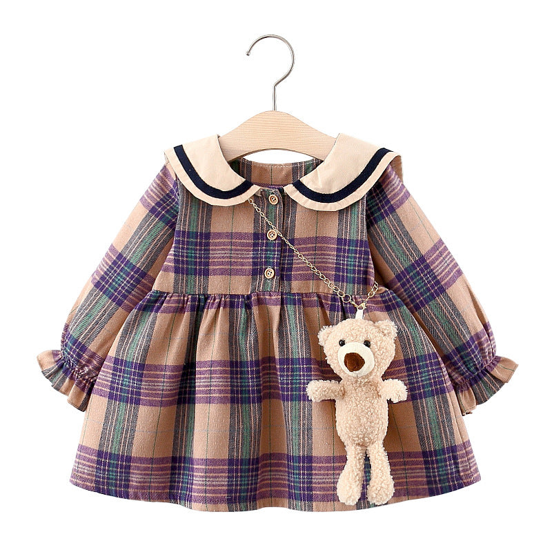 Girls' Korean Style Plaid Princess Dress | Spring & Autumn