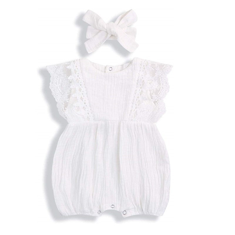 Infant Girl Sleeveless Lace Wrap Dress | Climbing Romper Dress