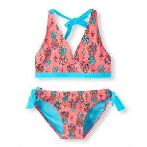 Girls' Colorful Ruffle Halter Bikini Set – Kids Swimwear | Tangerine & Lemon
