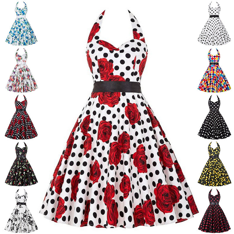 Women's Printed Lace-Up Waisted Midi Dress – 9 Bold Prints, Sizes S–XXL