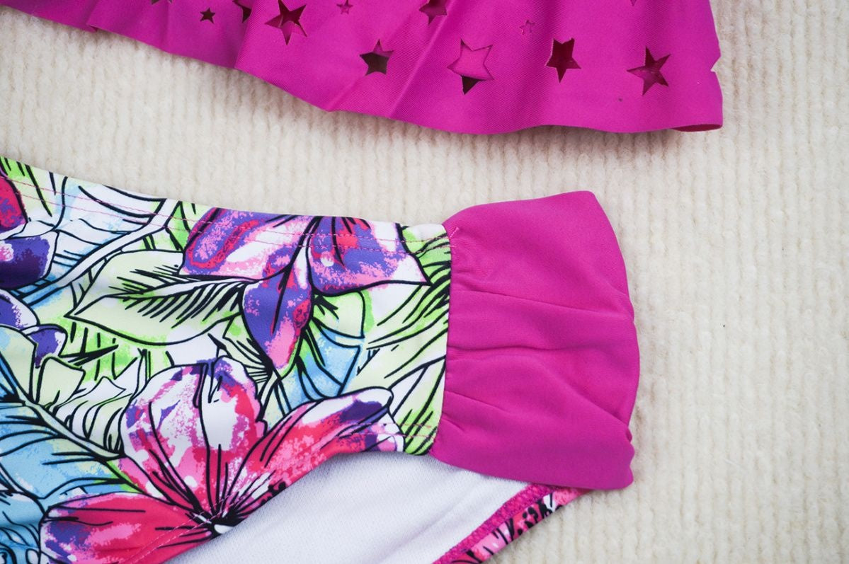 Girls' Pink Ruffle Two-Piece Swimsuit – Kids Bikini Set | Pink & Rose Pink