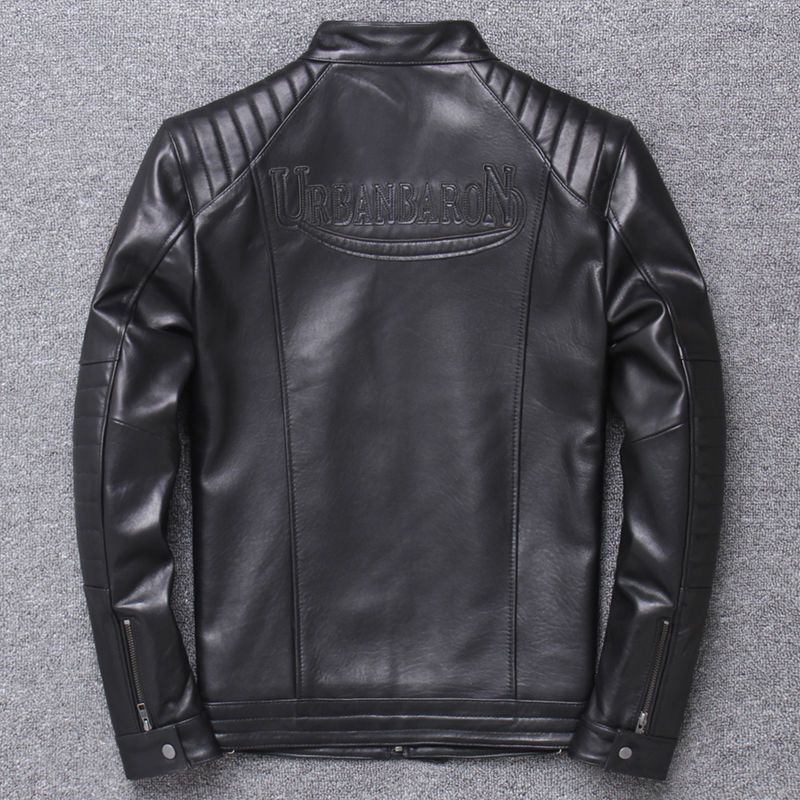Men's Harley-Style Distressed Genuine Leather Motorcycle Jacket | Stand Collar Slim Fit