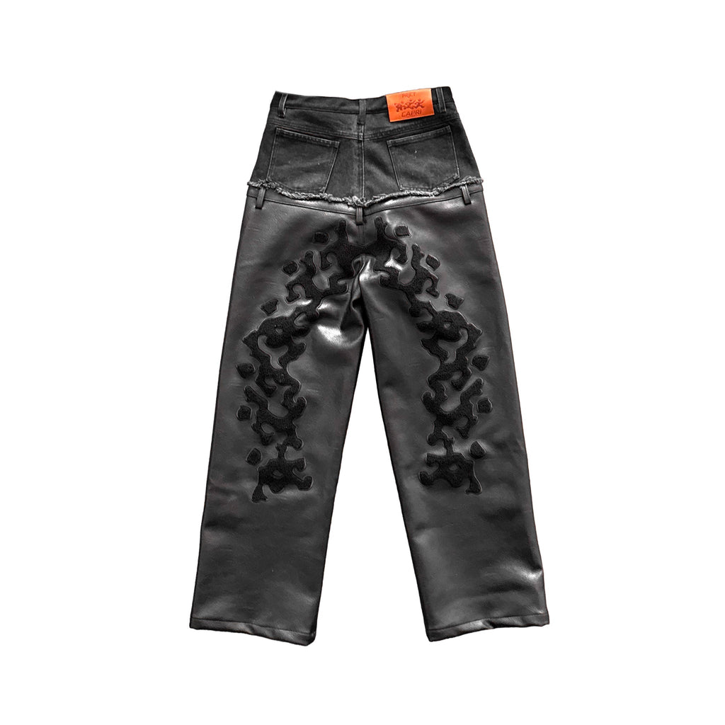Capri Real Leather & Denim Pants