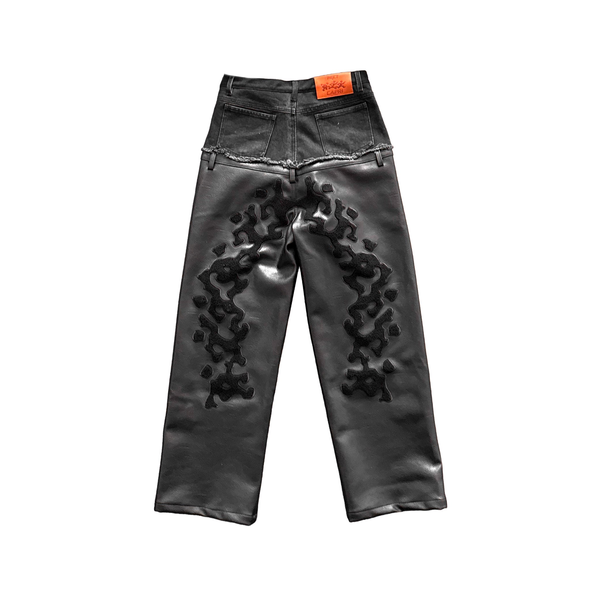 Capri Real Leather & Denim Pants