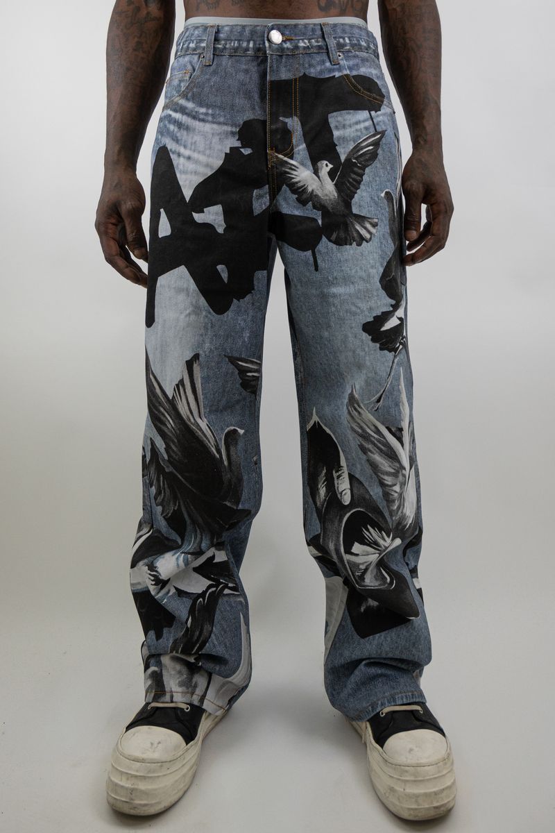 Armor Jeans - Doves Print Baggy - Lt Blue - RM204B