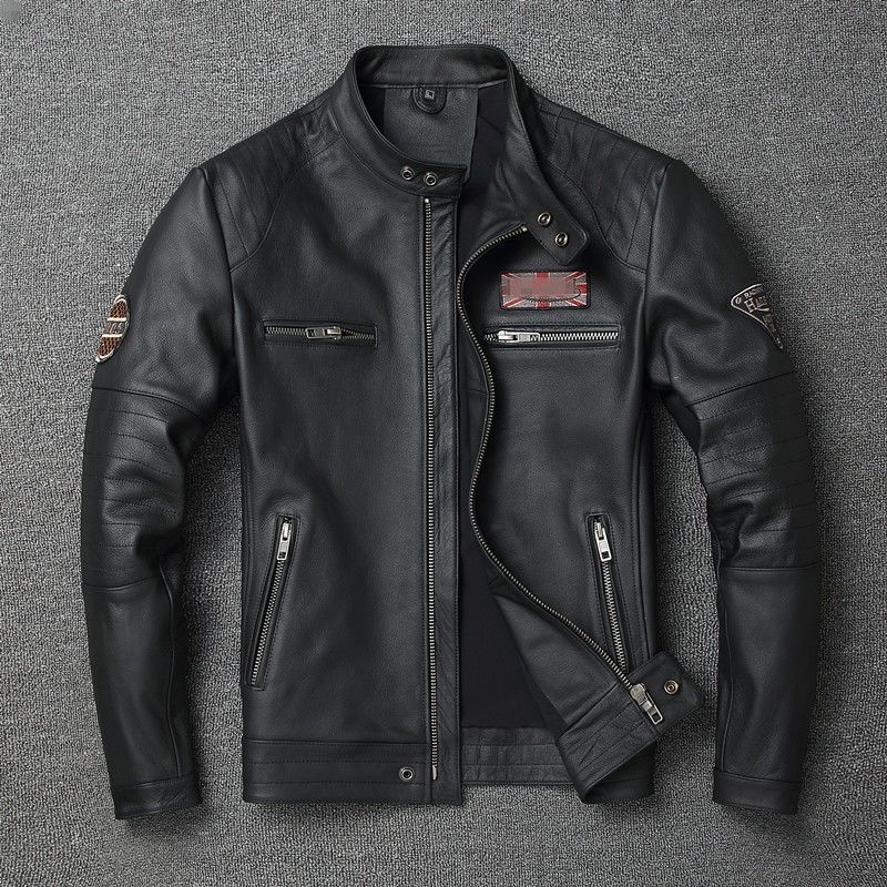 Men's Genuine Leather Motorcycle Jacket | Vintage Moto Biker Jacket