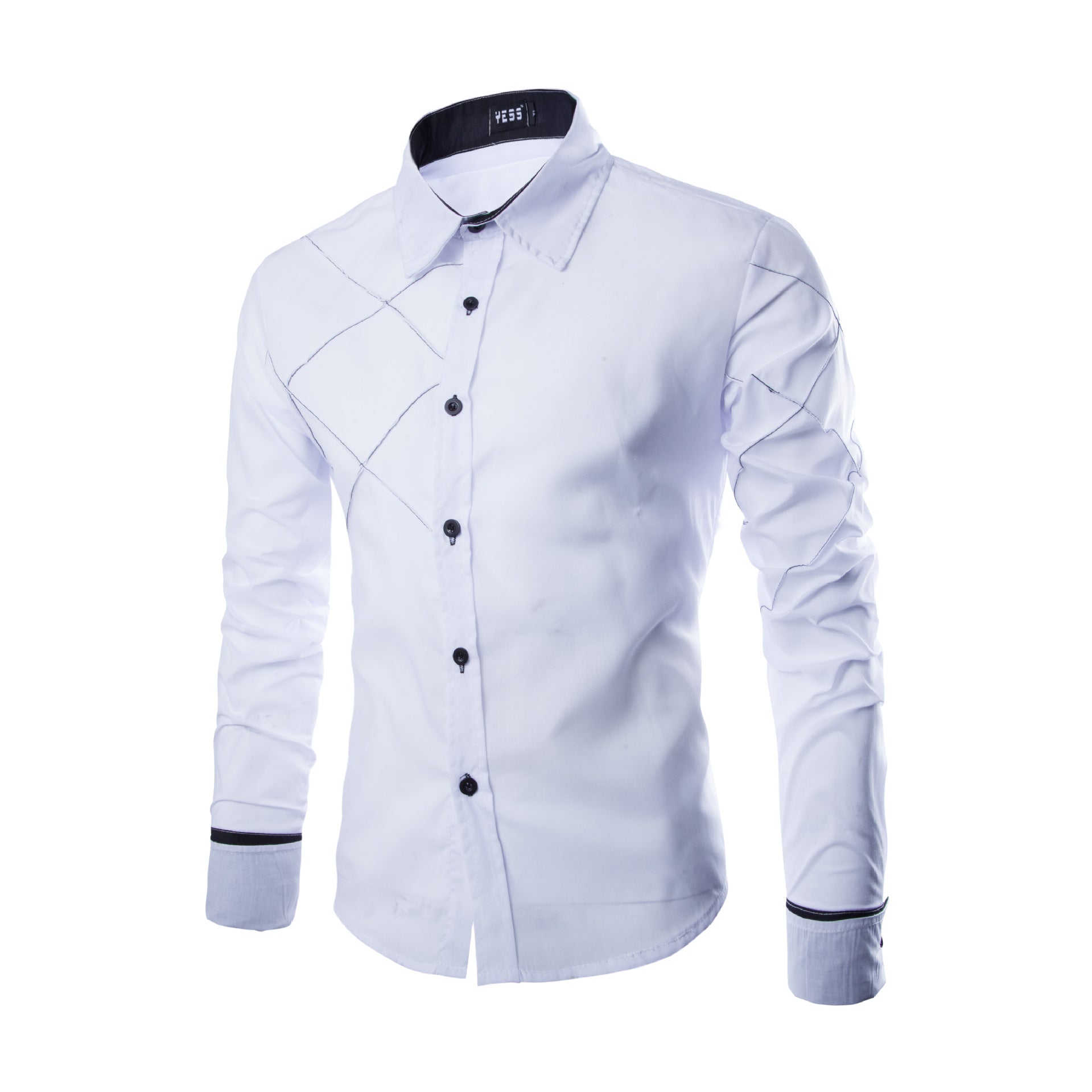 Men's Long Sleeve Mesh Line Design Casual Shirt