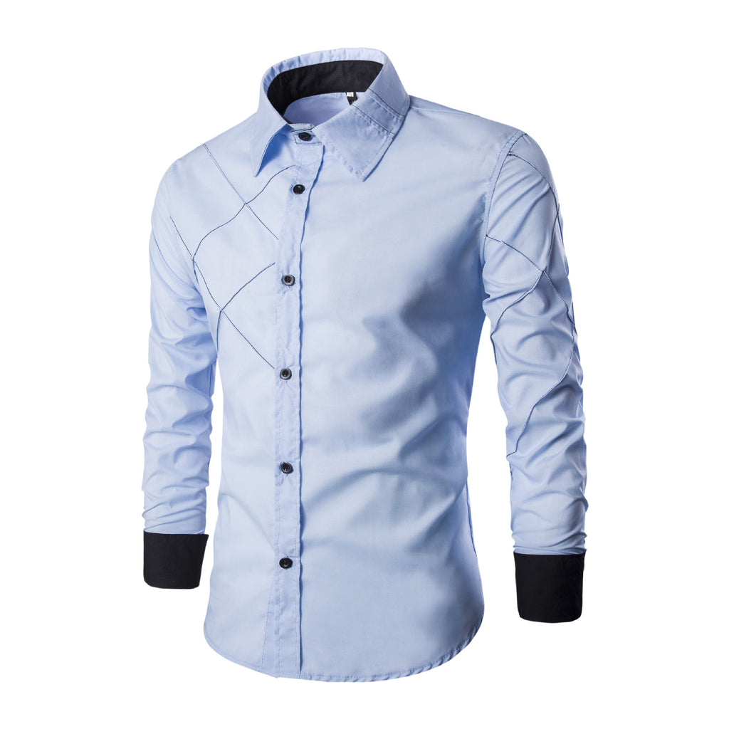 Men's Long Sleeve Mesh Line Design Casual Shirt