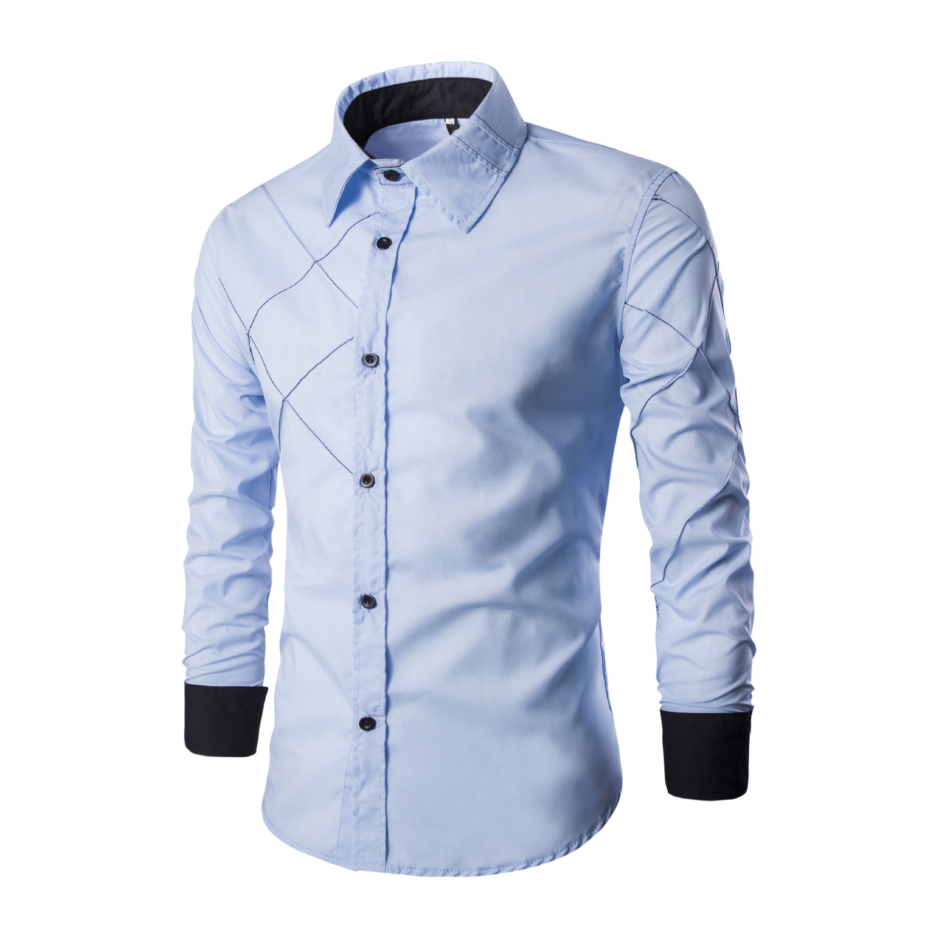 Men's Long Sleeve Mesh Line Design Casual Shirt