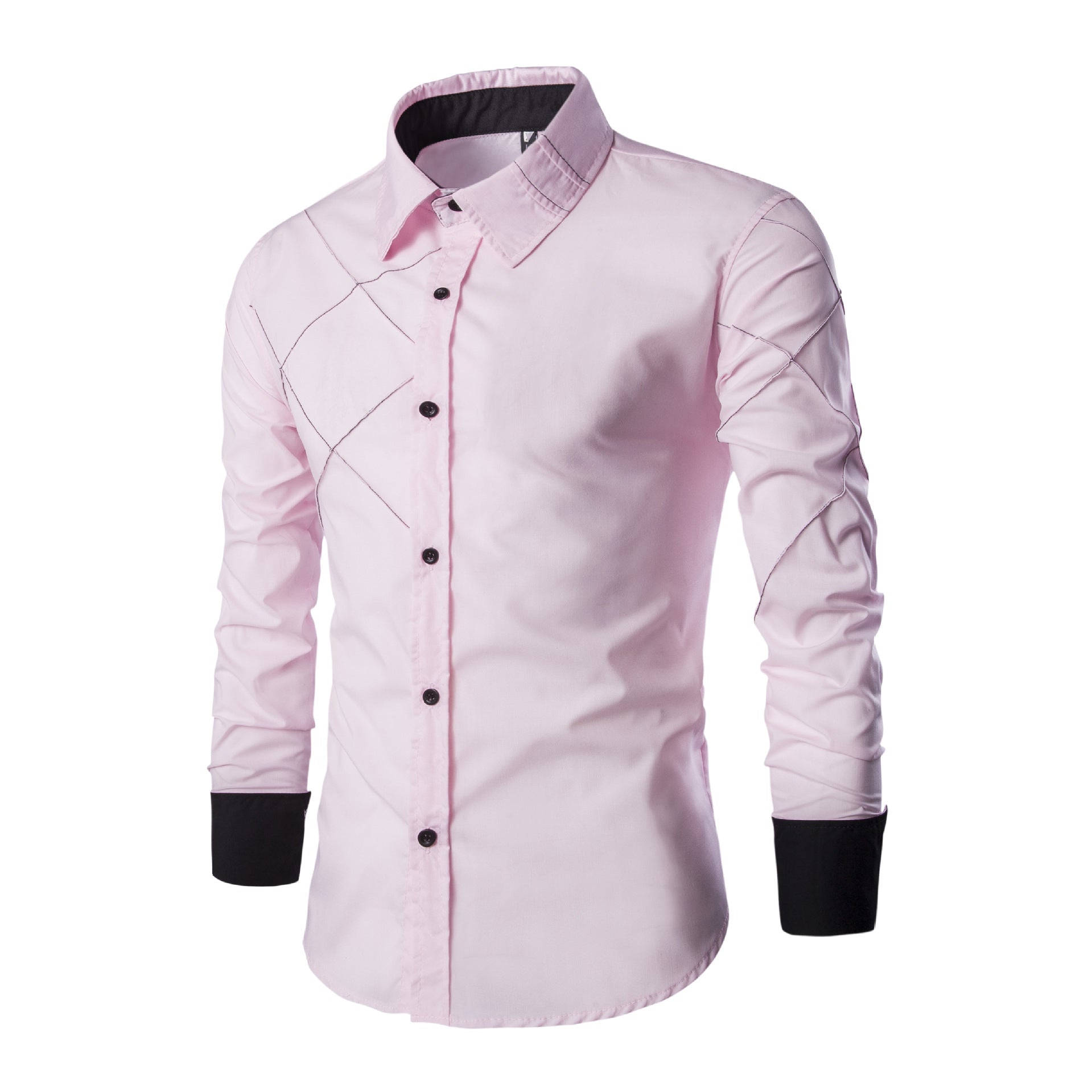 Men's Long Sleeve Mesh Line Design Casual Shirt