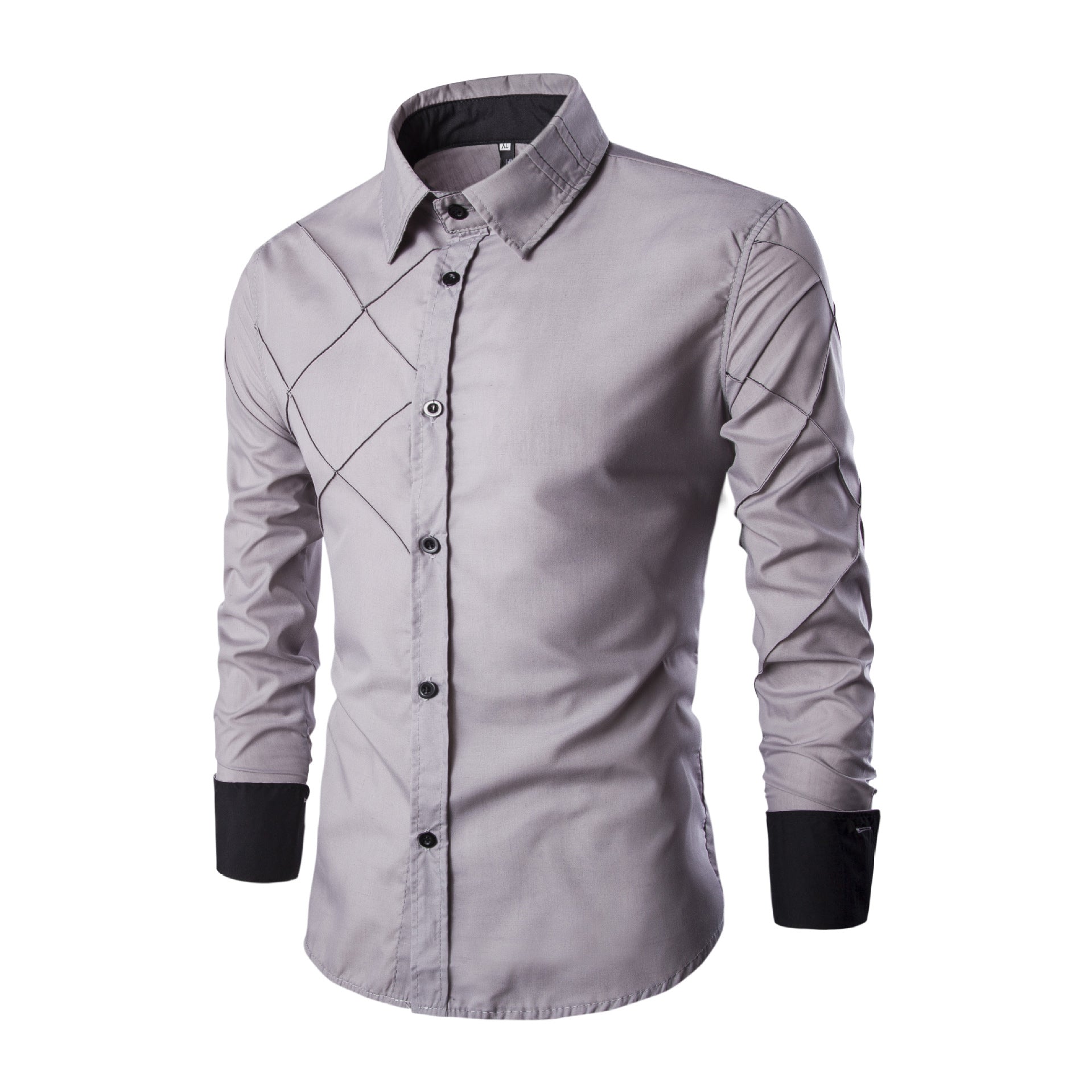 Men's Long Sleeve Mesh Line Design Casual Shirt