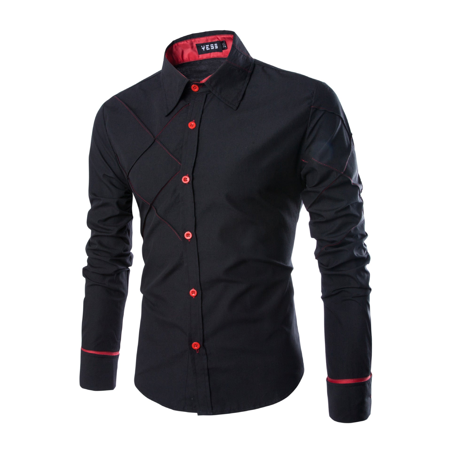 Men's Long Sleeve Mesh Line Design Casual Shirt