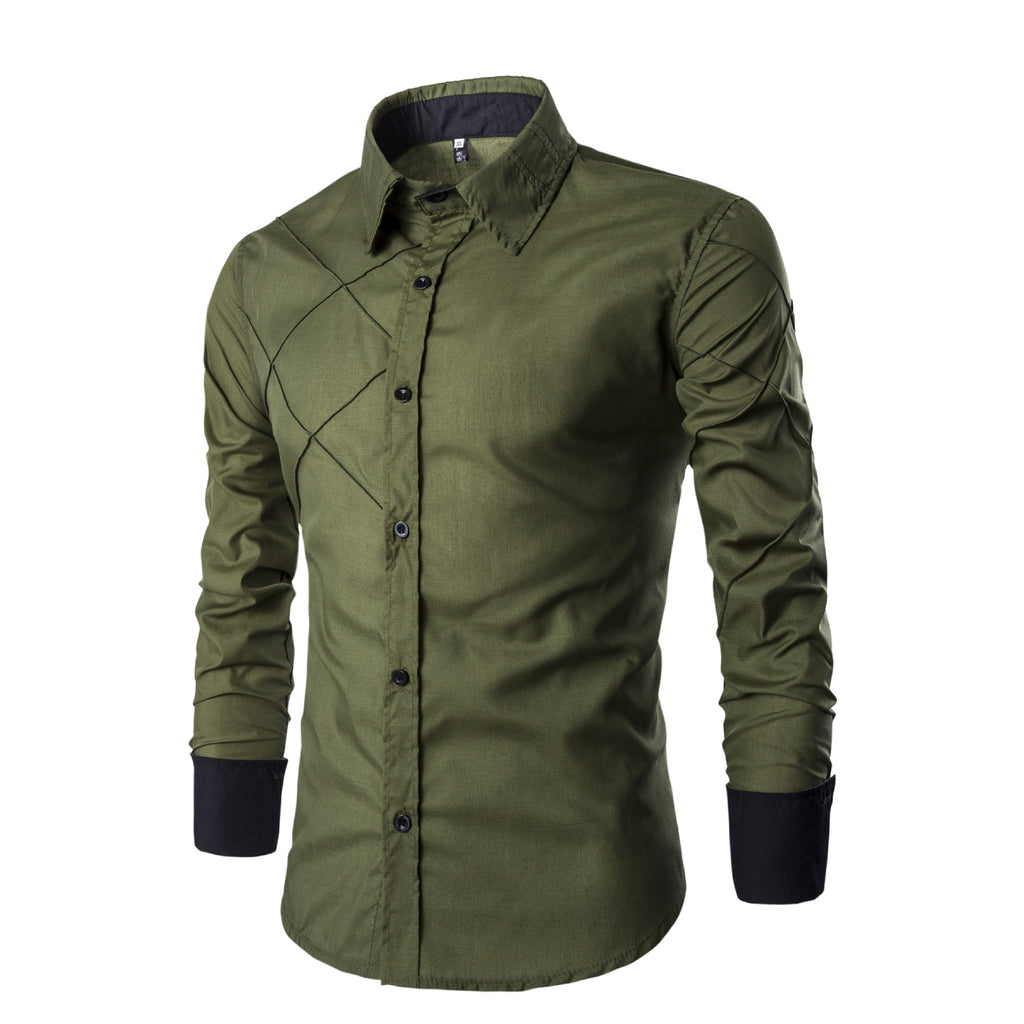 Men's Long Sleeve Mesh Line Design Casual Shirt