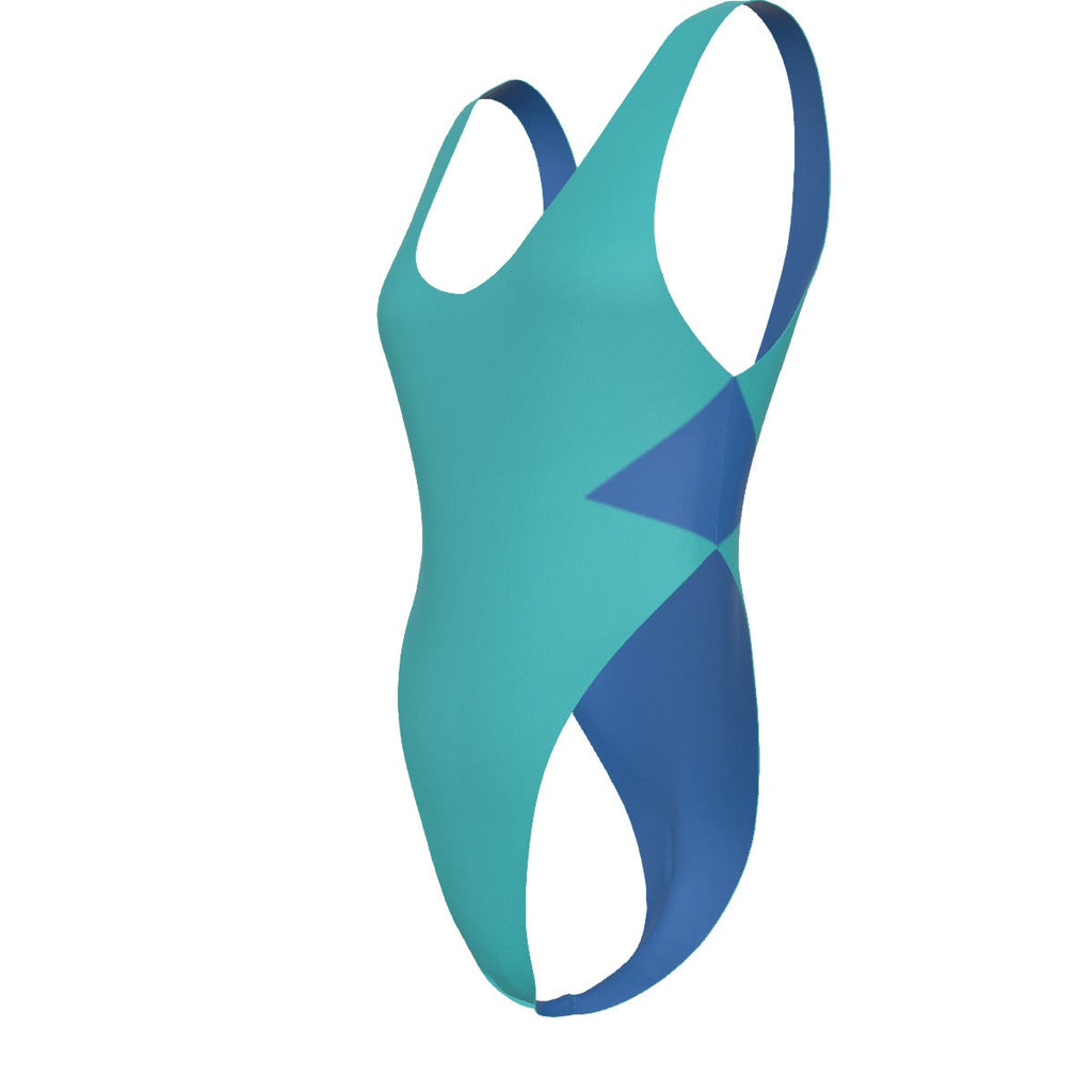 Women's Retro Angles One-Piece Swimsuit – Aqua + Retro | XS–3XL