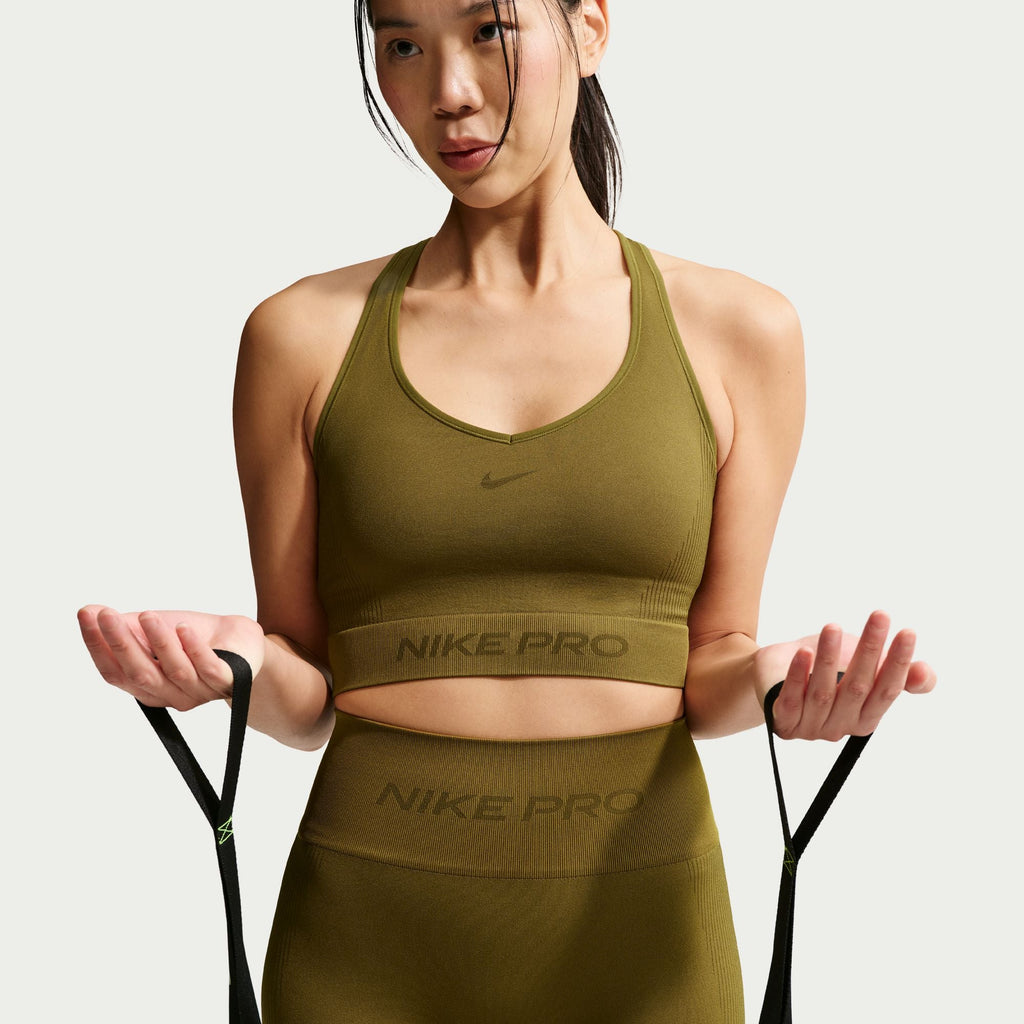 Nike Women's Pro Seamless Cropped Tank Top – Olive