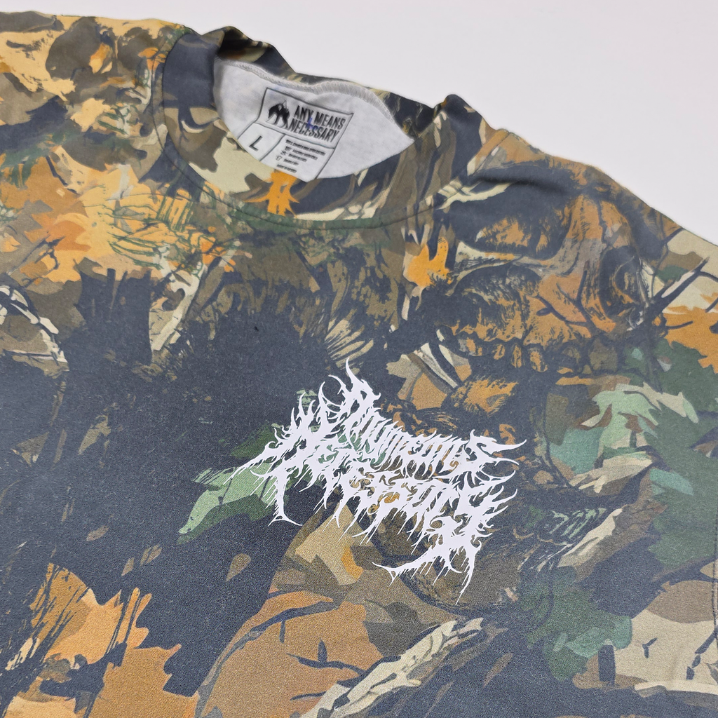Mayhem Hand-Drawn Camo Graphic Tee – Any Means Necessary