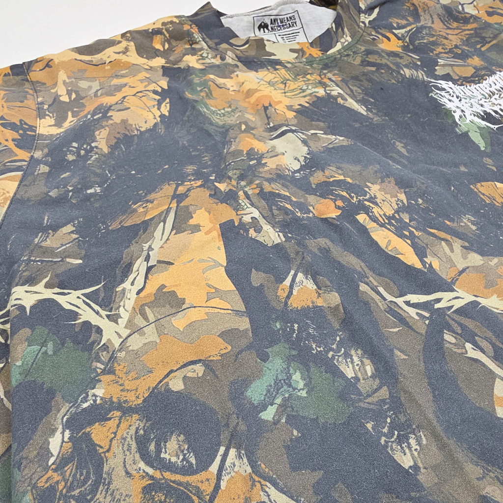 Mayhem Hand-Drawn Camo Graphic Tee – Any Means Necessary