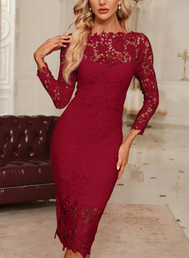 Women's Slim-Fit Bodycon Mesh Stitching Dress