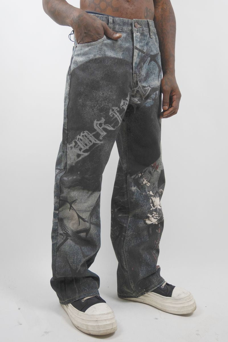 Armor Jeans - Thorns Print Baggy - Blue - RM210B