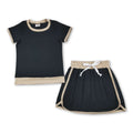 Girls' Black Cotton Top & Skirt Summer Set