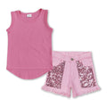 Girls' Sleeveless Active Top & Sequin Denim Shorts Set