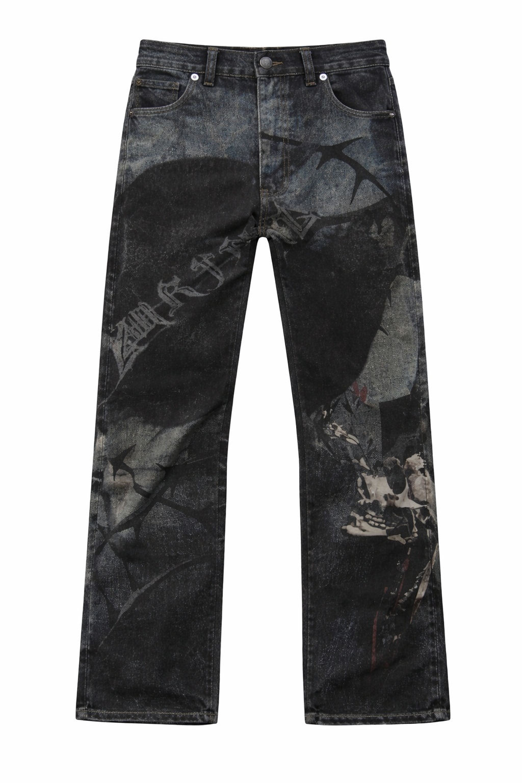 Armor Thorns Print Baggy Jeans - Blue