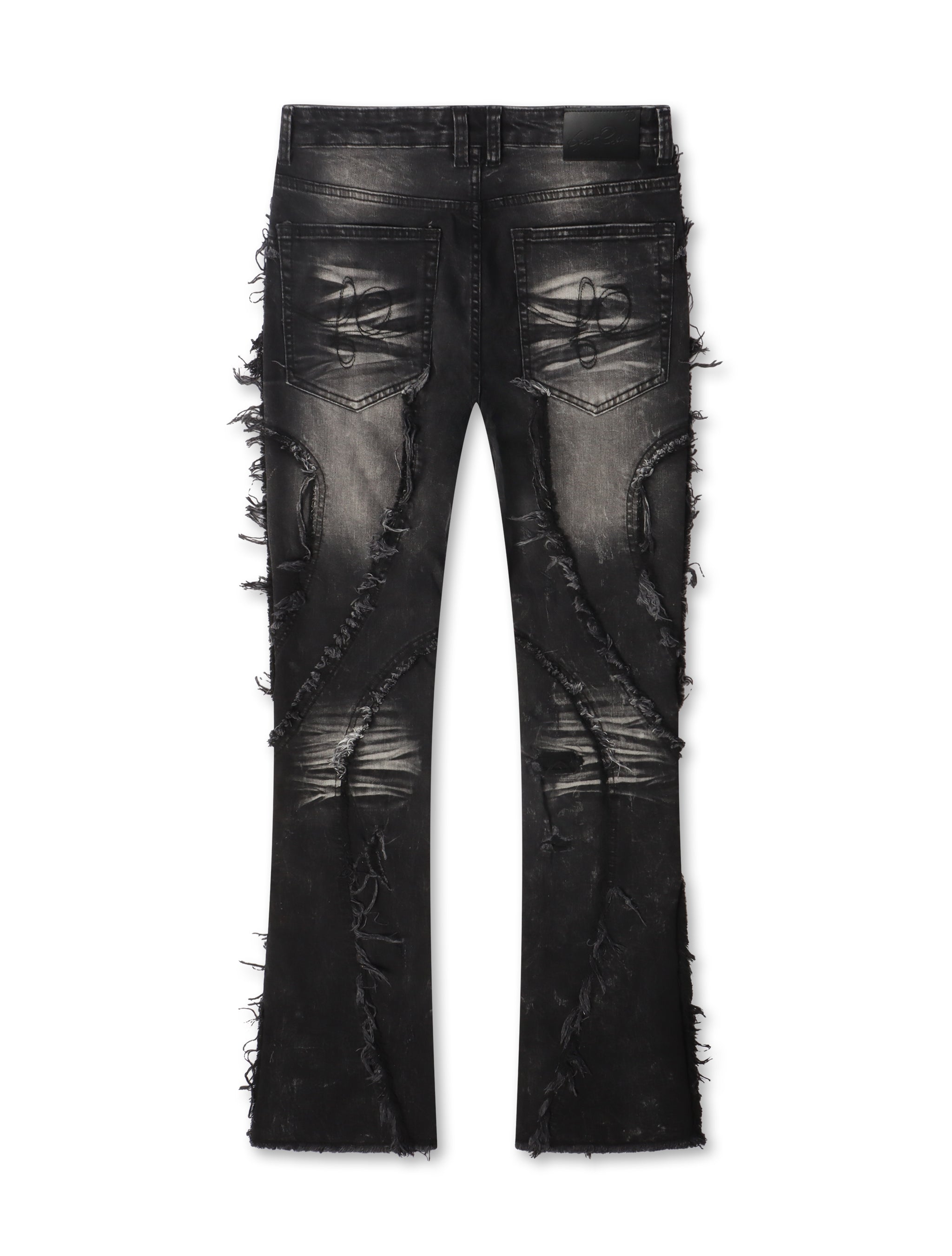 Frost Originals Distressed Rhinestone Stacked Jeans – Black Wash
