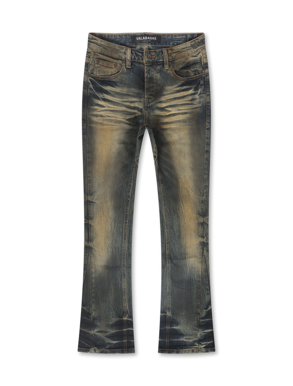 Valabasas Fax Stacked Denim Jeans – Yellow Vintage Blue