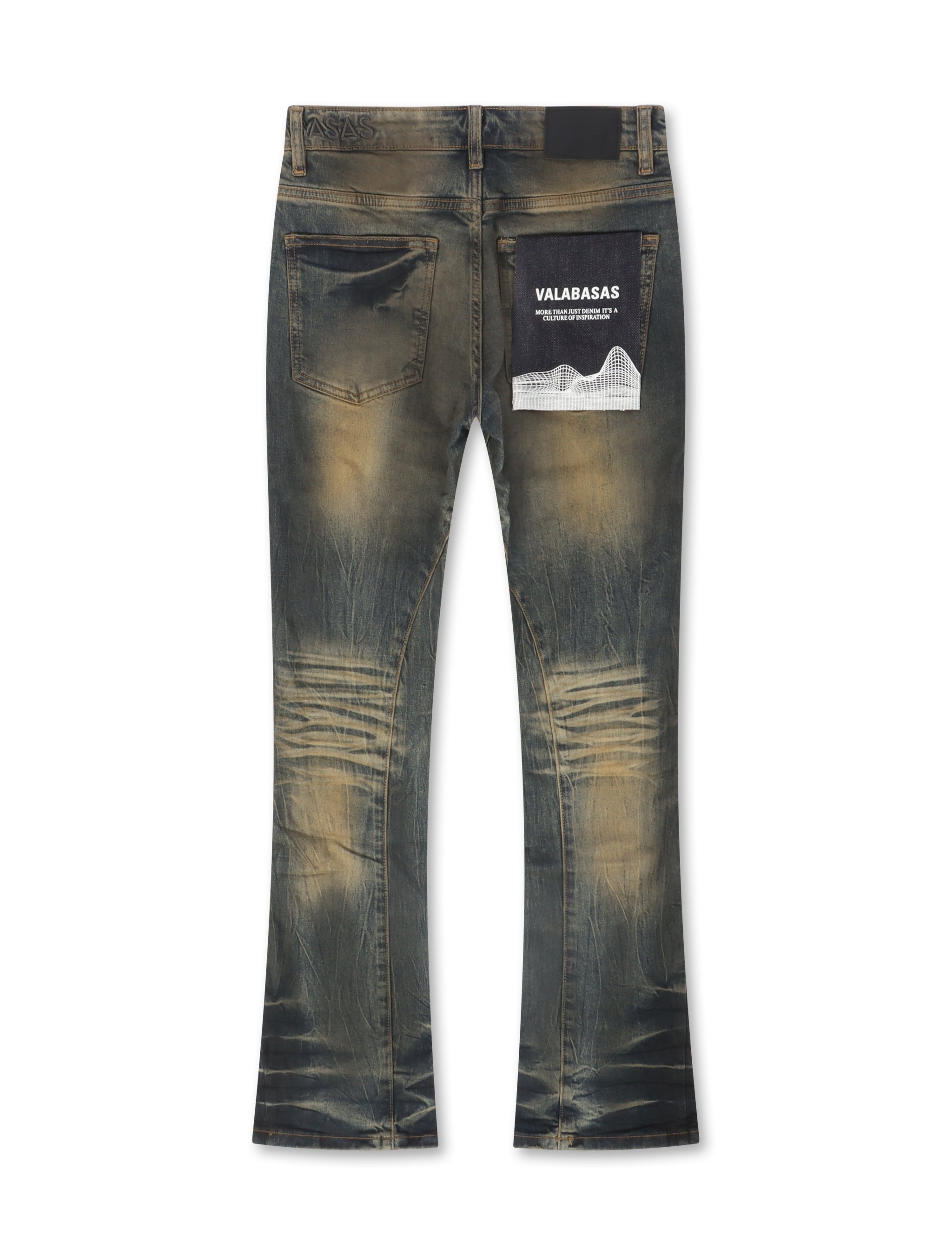 Valabasas Fax Stacked Denim Jeans – Yellow Vintage Blue