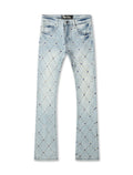 Vicious Denim Diamond Rhinestone Stacked Jeans – Light Blue