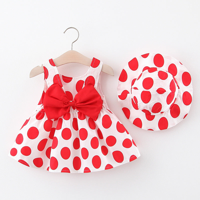 Baby Girls' Korean Cotton Princess Dress | Strawberry & Polka Dot Print