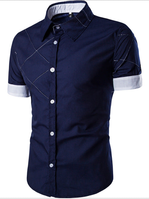 Men's Long Sleeve Mesh Line Design Casual Shirt