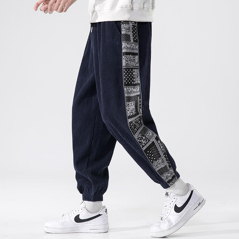 Men's Japanese Corduroy Stitching Casual Pants