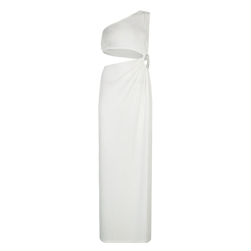 Women's Asymmetric Hollow-Shoulder Split Waist Dress | Edgy Bodycon Style