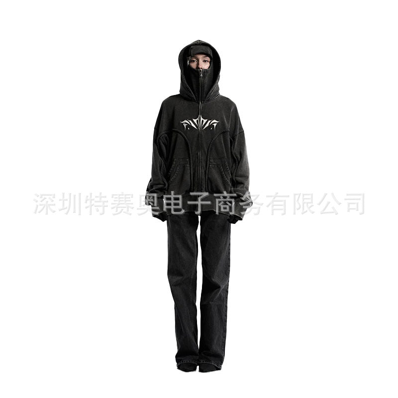 Men's High Street Loose Vintage Double Hood Hoodie | Oversized Streetwear Top