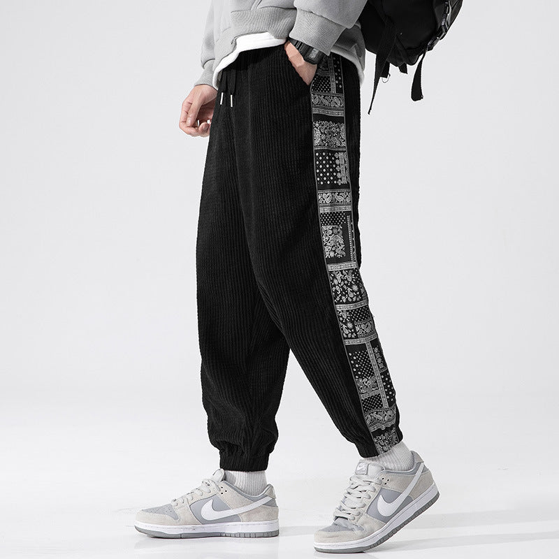 Men's Japanese Corduroy Stitching Casual Pants