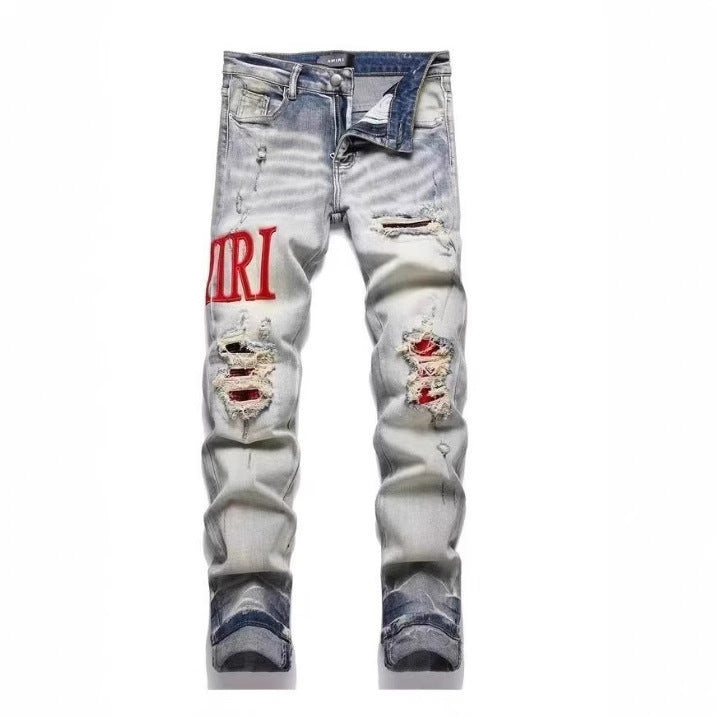 Men's Punk Retro Ripped Slim-Fit Stretch Printed Jeans | 11 Styles, Sizes S–3XL