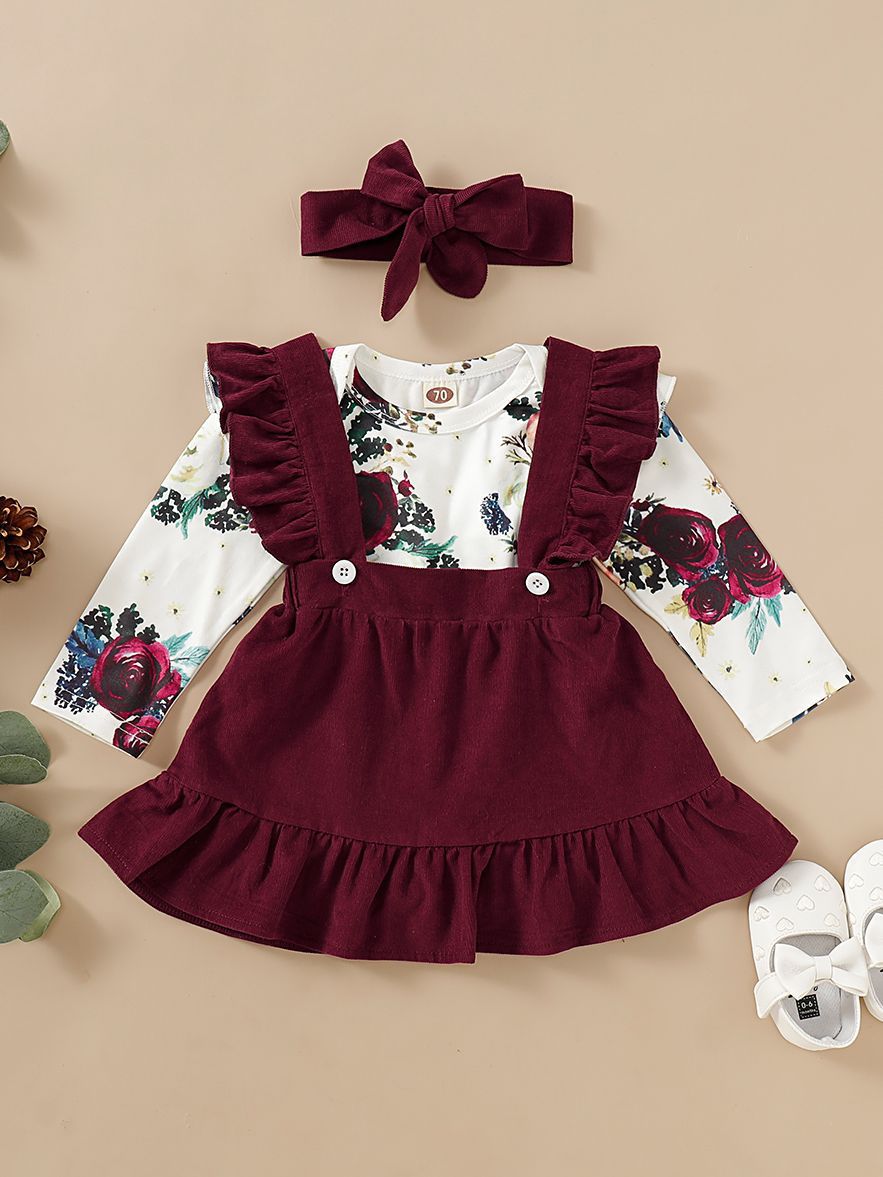 Baby Girl Floral Bodysuit Romper Set